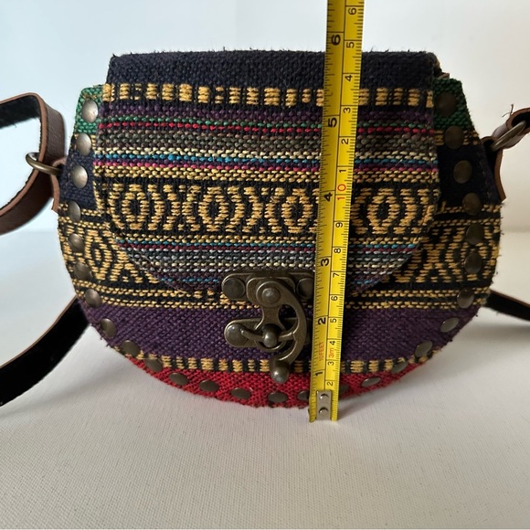 Multicolor Persian Bohemian Crossbody Bag With Unique Trendy Brass Swing Latch - Picture 7 of 8